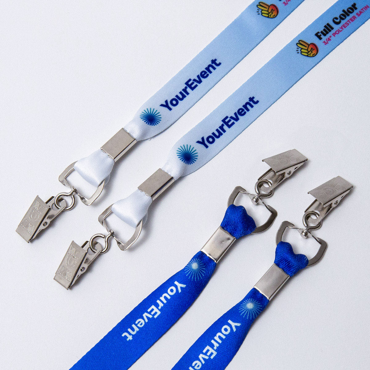 Custom Event Badge Lanyard - Double Bulldog - 3/4"